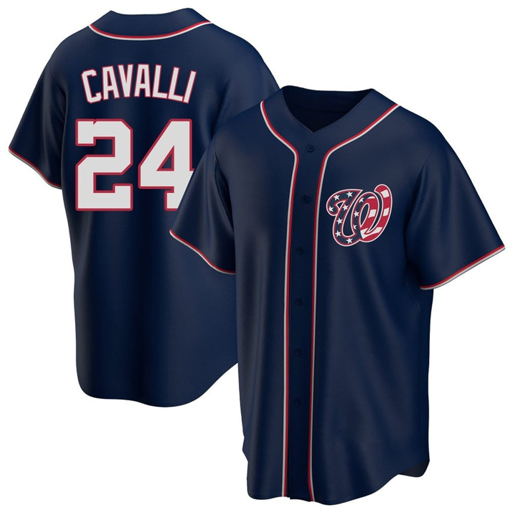 W.Nationals #24 Cade Cavalli Player Navy Blue Replica Game Qdoa Stitched Jerseys