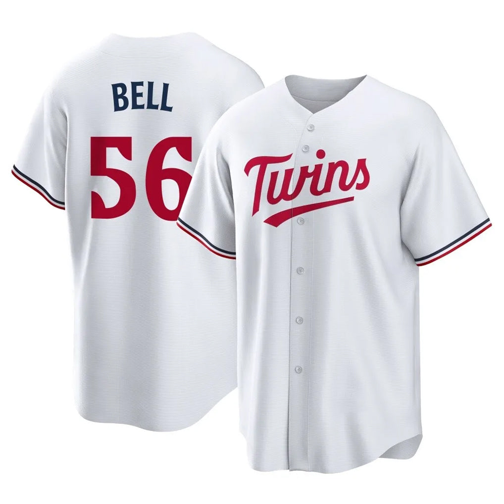 M.Twins #56 Josh Bell Player White Home Game Qdoa Stitched Jerseys