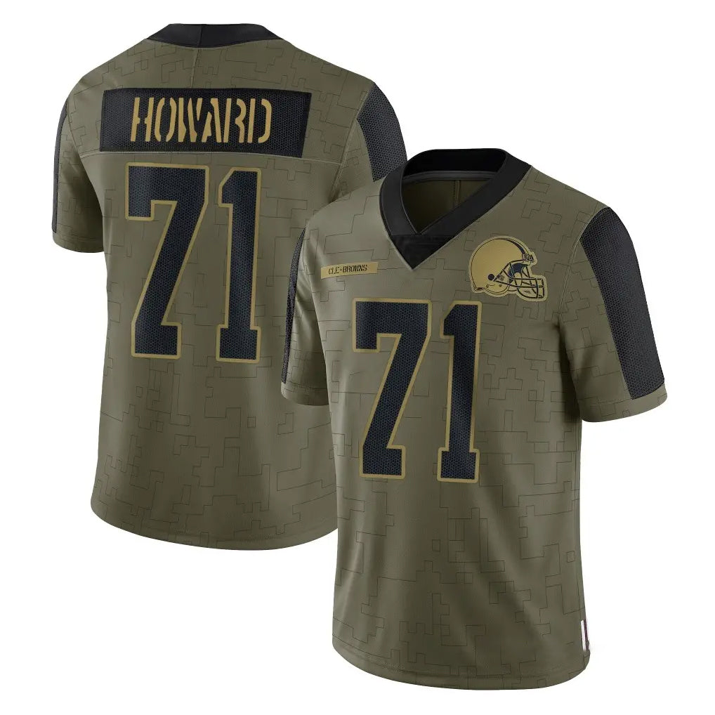 C.Browns #71 Tytus Howard Player Olive Salute to Service Limited Home Game Qdoa Stitched Jerseys