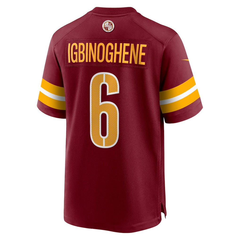 Qdoa W.Commanders #6 Noah Igbinoghene Burgundy Team Game Jersey