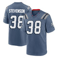NE.Patriots #38 Rhamondre Stevenson Player Blue Rivalries Collection Home Game Qdoa Stitched Jerseys