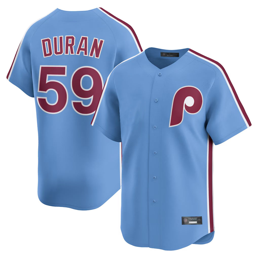 P.Phillies #59 Jhoan Duran Player Light Blue Home Game Qdoa Stitched Jerseys