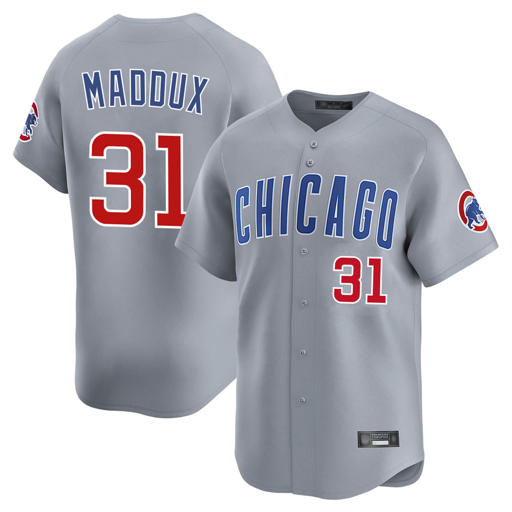 C.Cubs #31 Greg Maddux Player Gray Road Limited Home Qdoa Stitched Jerseys