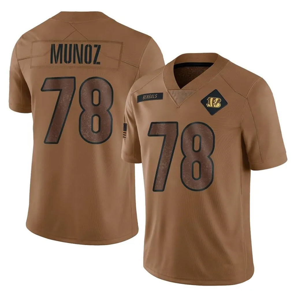 C.Bengals #78 Anthony Munoz Player Brown Salute to Service Limited Qdoa Stitched Jerseys