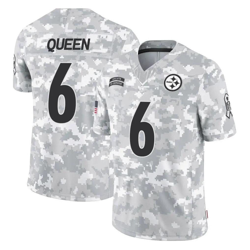 P.Steelers #6 Patrick Queen Player Arctic Camo Limited Salute To Service Home Game Qdoa Stitched Jerseys
