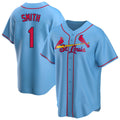 St. Louis Cardinals #1 Ozzie Smith Player Light Blue Home Game Qdoa Stitched Jerseys