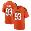 C.Bengals #93 Jonathan Allen Player Orange Home Game Qdoa Stitched Jerseys