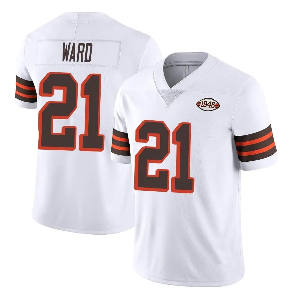 C.Browns #21 Denzel Ward Player White Limited  Vapor 1946 Collection Alternate Game Qdoa Stitched Jerseys