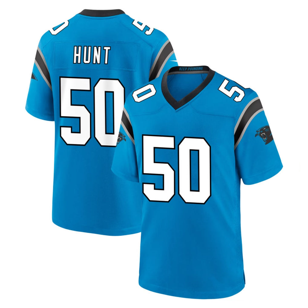 C.Panthers #50 Robert Hunt Player Blue Home Game Qdoa Stitched Jerseys
