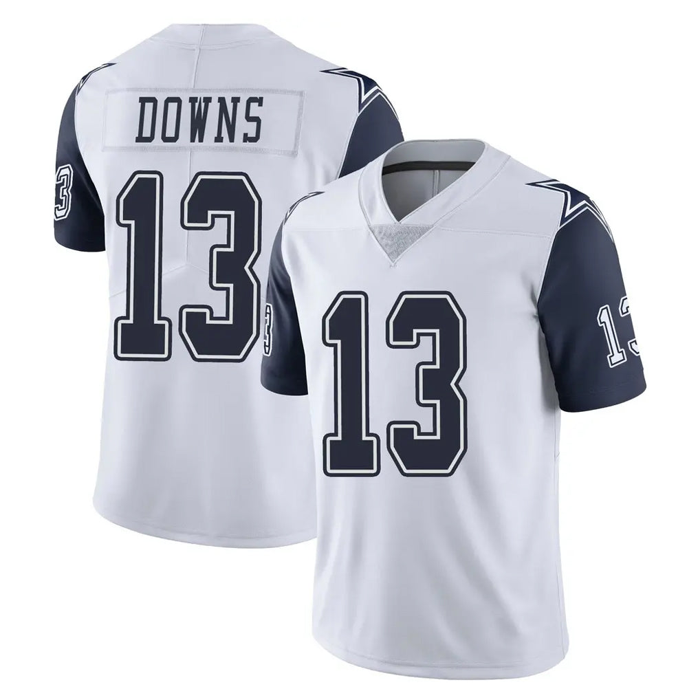 D.Cowboys #13 Caleb Downs Player White-Navy Limited Color Rush Vapor Untouchable Home Game Qdoa Stitched Jerseys