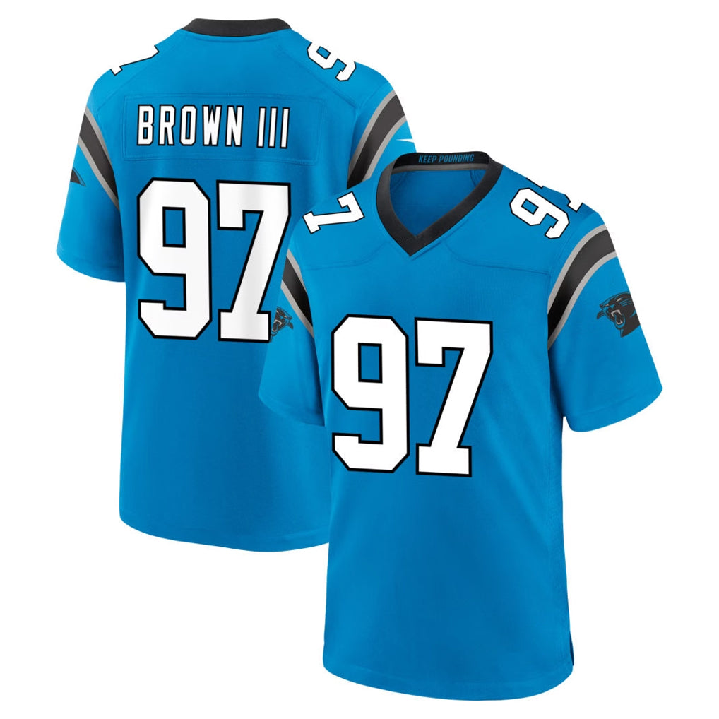 C.Panthers #97 Bobby Brown III Player Blue Home Game Qdoa Stitched Jerseys