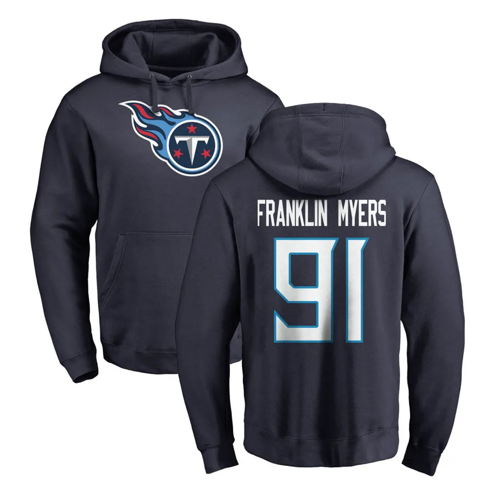 T.Titans #91 John Franklin-Myers Player Navy Logo Pullover Hoodies Home Game Qdoa Stitched Jerseys