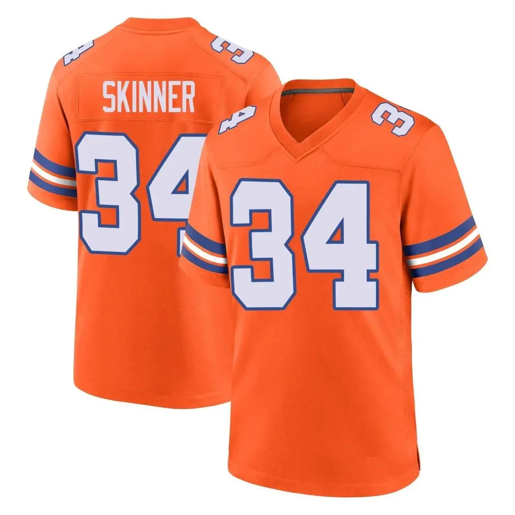 D.Broncos #34 JL Skinner Player Orange Alternate Collection Throwback Game Qdoa Stitched Jerseys