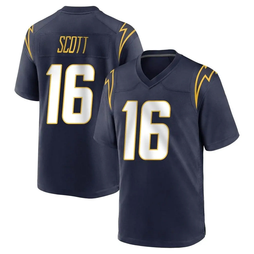 LA.Chargers #16 J.K. Scott Player Navy Home Game Qdoa Stitched Jerseys