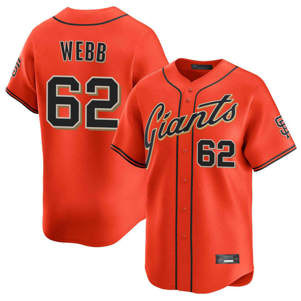 SF.Giants #62 Logan Webb Player Orange Home Limited Qdoa Stitched Jerseys