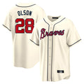A.Braves #28 Matt Olson Player Cream Home Game Qdoa Stitched Jerseys