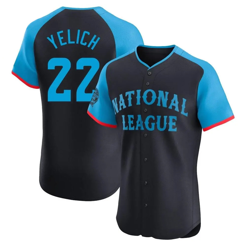 M.Brewers #22 Christian Yelich Player Navy Limited National League All-Star Home Limited Elite Qdoa Stitched Jerseys