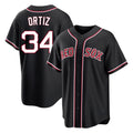 B.Red Sox #34 David Ortiz Player Black Out Home Game Qdoa Stitched Jerseys