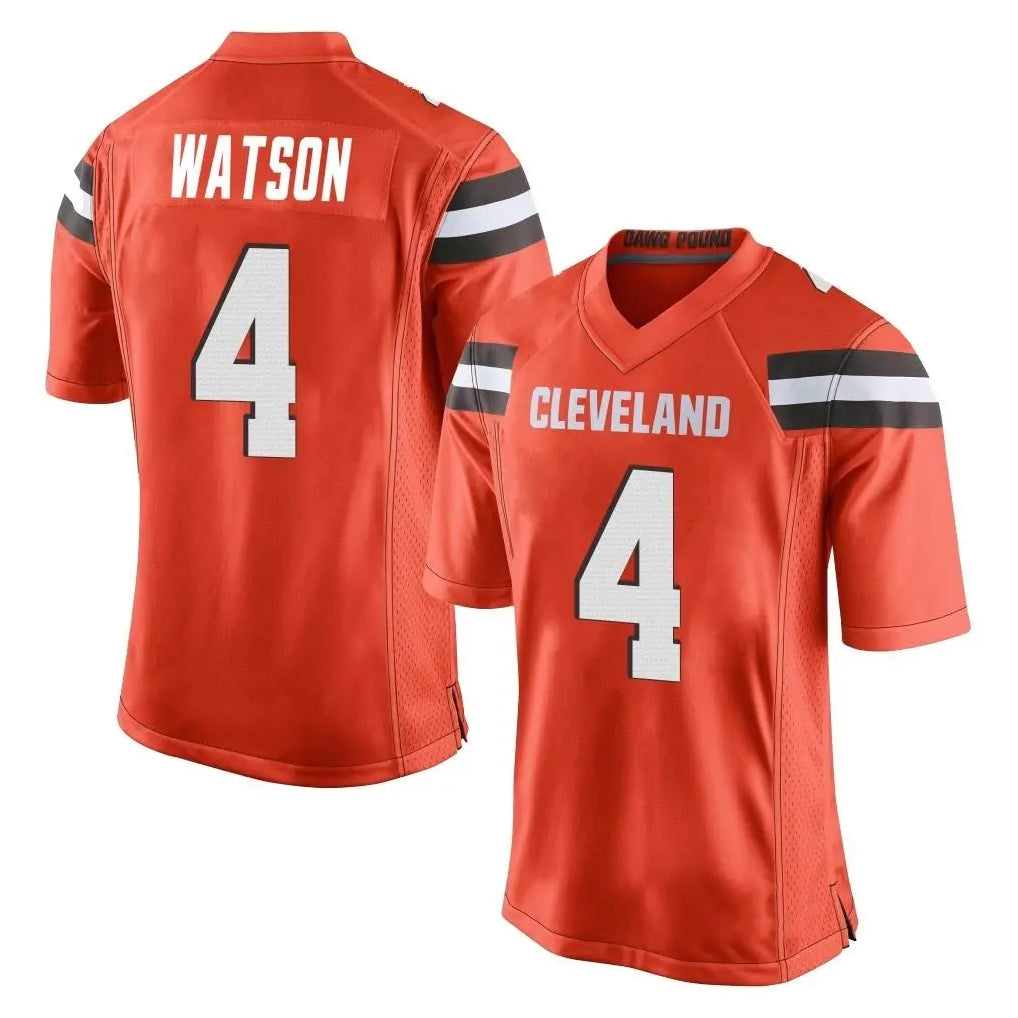 C.Browns #4 Deshaun Watson Player Orange Home Game Qdoa Stitched Jerseys