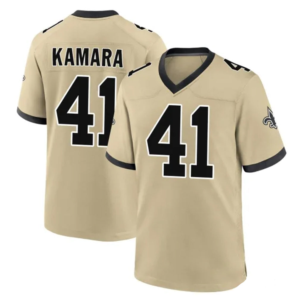 NO.Saints #41 Alvin Kamara Player Gold Home Game Qdoa Stitched Jerseys