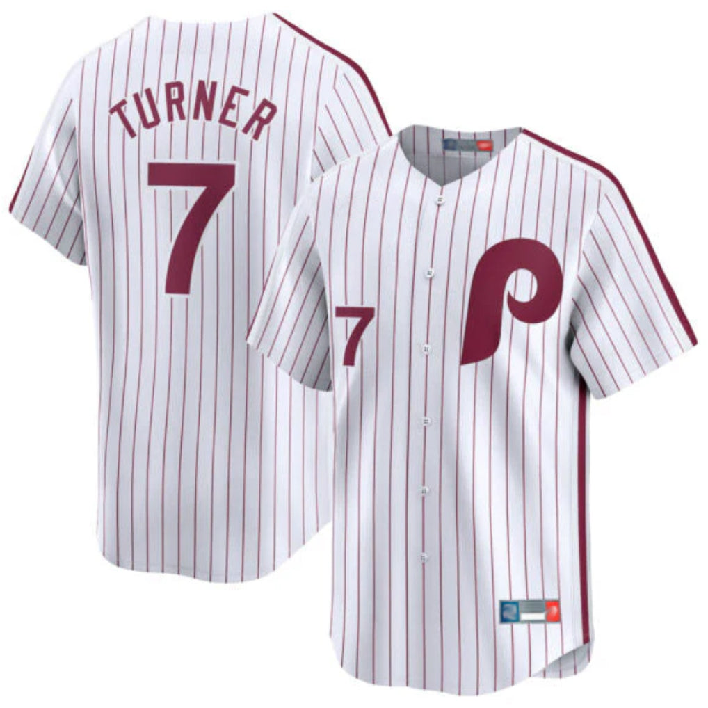 P.Phillies #7 Trea Turner Player White Cooperstown Collection Limited Home Qdoa Stitched Jerseys
