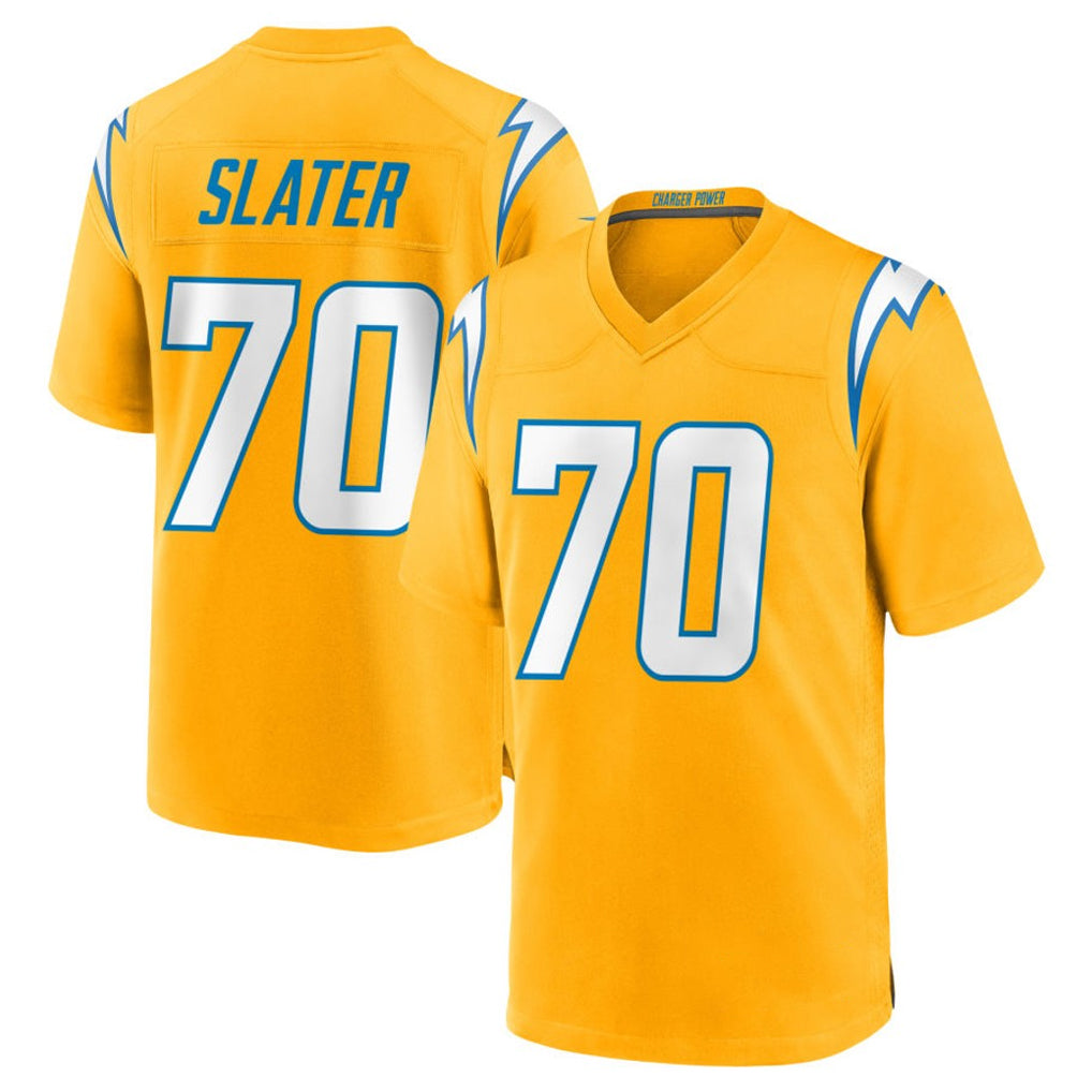 LA.Chargers #70 Rashawn Slater Player Gold Home Game Qdoa Stitched Jerseys
