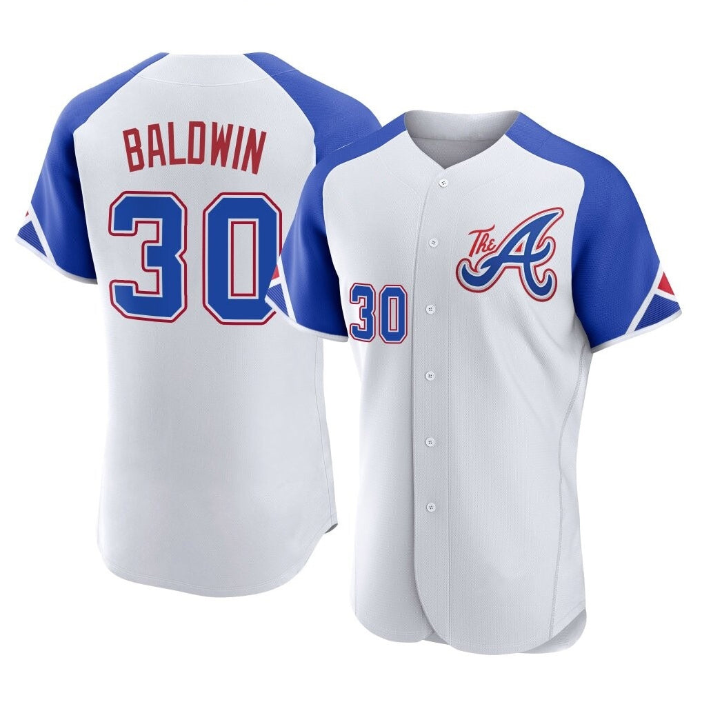 A.Braves #30 Drake Baldwin Player White City Connect Limited Elite Home Game Qdoa Stitched Jerseys