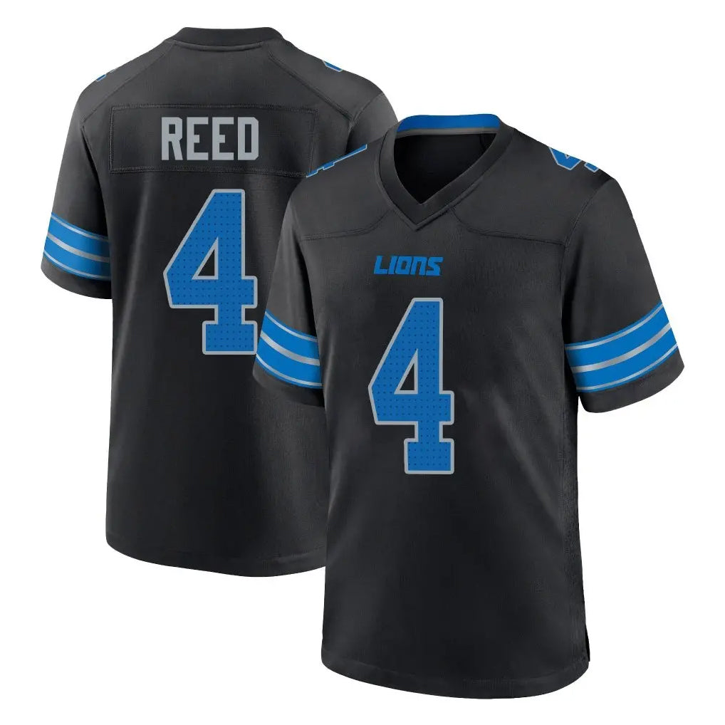 D.Lions #4 D.J. Reed Player Black Alternate Home Game Qdoa Stitched Jerseys
