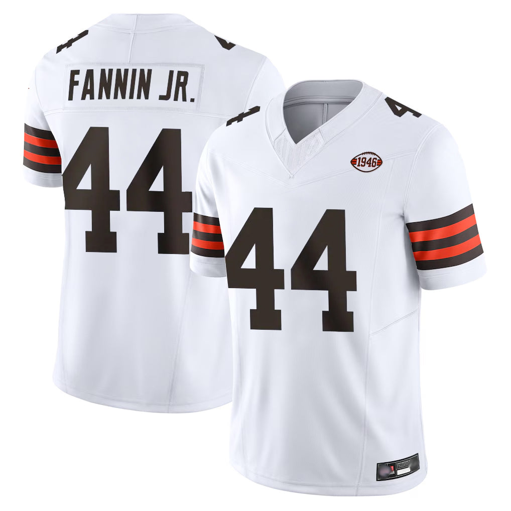 C.Browns #44 Harold Fannin Jr. Player White Vapor F.U.S.E. Limited Home Game Qdoa Stitched Jerseys
