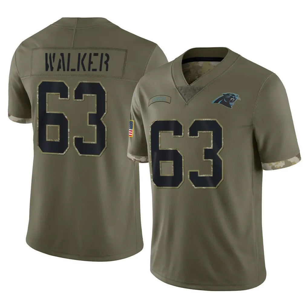 C.Panthers #63 Rasheed Walker Player Olive Salute to Service Game Qdoa Stitched Jerseys