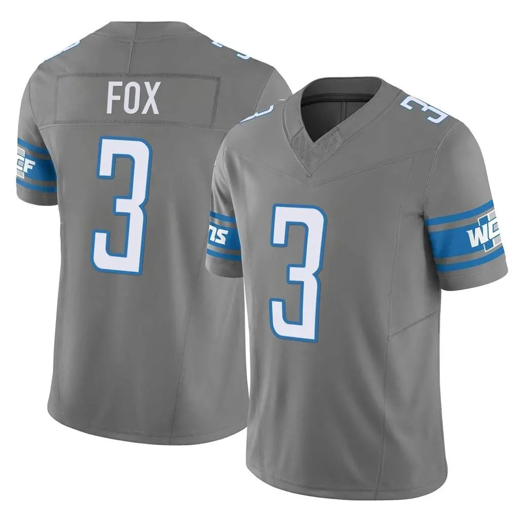 D.Lions #3 Jack Fox Player Gray Vapor F.U.S.E. Limited Home Game Qdoa Stitched Jerseys