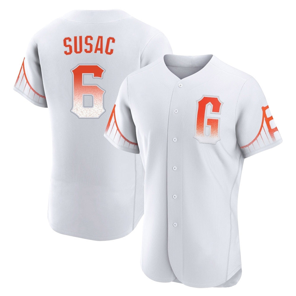 SF.Giants #6 Daniel Susac Player White City Connect Home Limited Elite Qdoa Stitched Jerseys