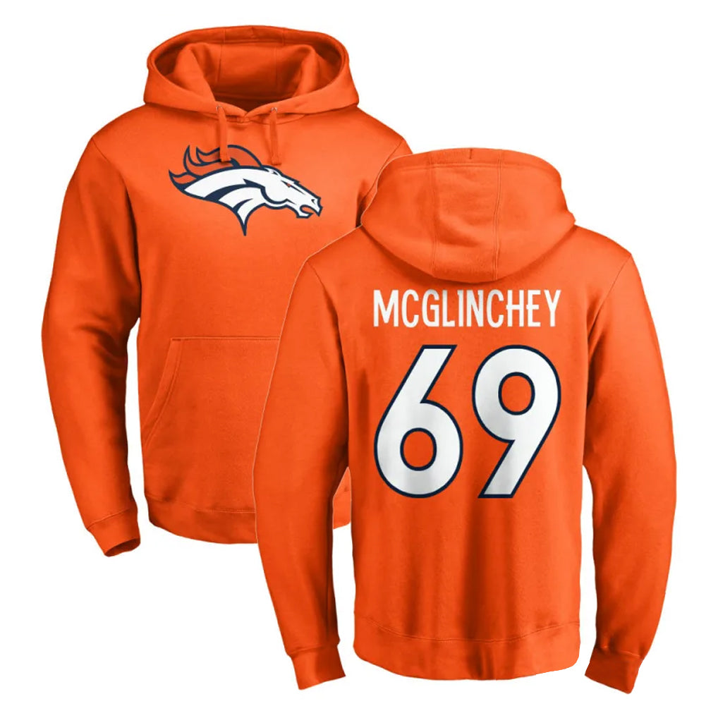 D.Broncos #69 Mike McGlinchey Player Orange Pullover Hoodie Limited Qdoa Stitched Jerseys