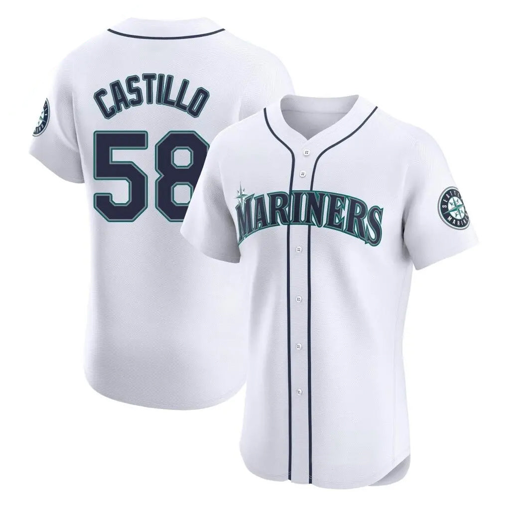 S.Mariners #58 Luis Castillo Player White Home Limited Elite Qdoa Stitched Jerseys