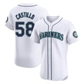 S.Mariners #58 Luis Castillo Player White Home Limited Elite Qdoa Stitched Jerseys