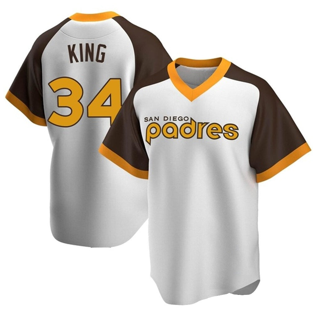S.Diego Padres #34 Michael King Player White Home Cooperstown Collection Replica Game Qdoa Stitched Jerseys
