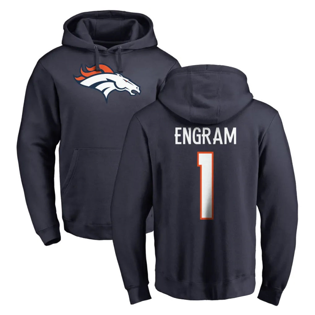 D.Broncos #1 Evan Engram Player Navy Pullover Hoodie Limited Qdoa Stitched Jerseys