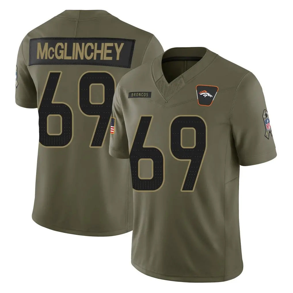 D.Broncos #69 Mike McGlinchey Player Olive 2025 Salute To Service Limited Home Game Qdoa Stitched Jerseys