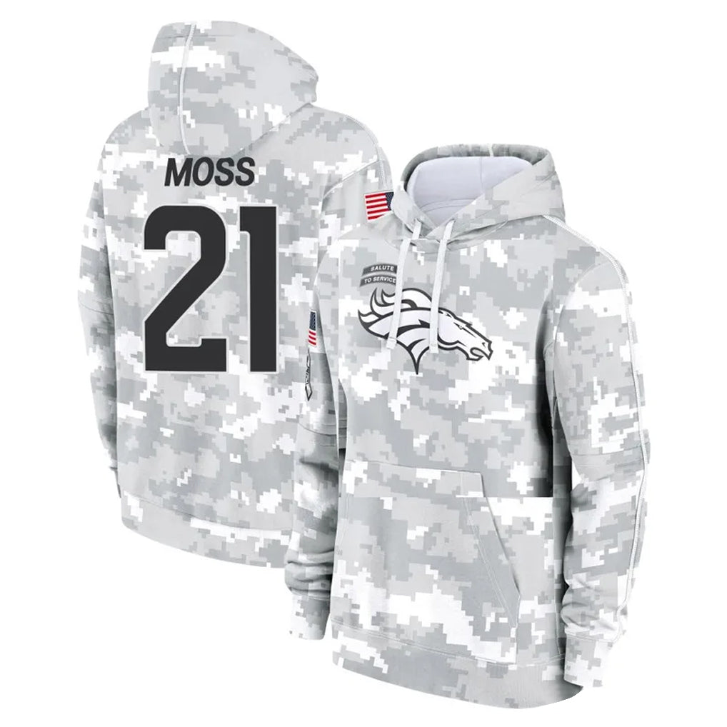 D.Broncos #21 Riley Moss Player Arctic Camo Salute to Service Hoodies Limited Game Qdoa Stitched Jerseys