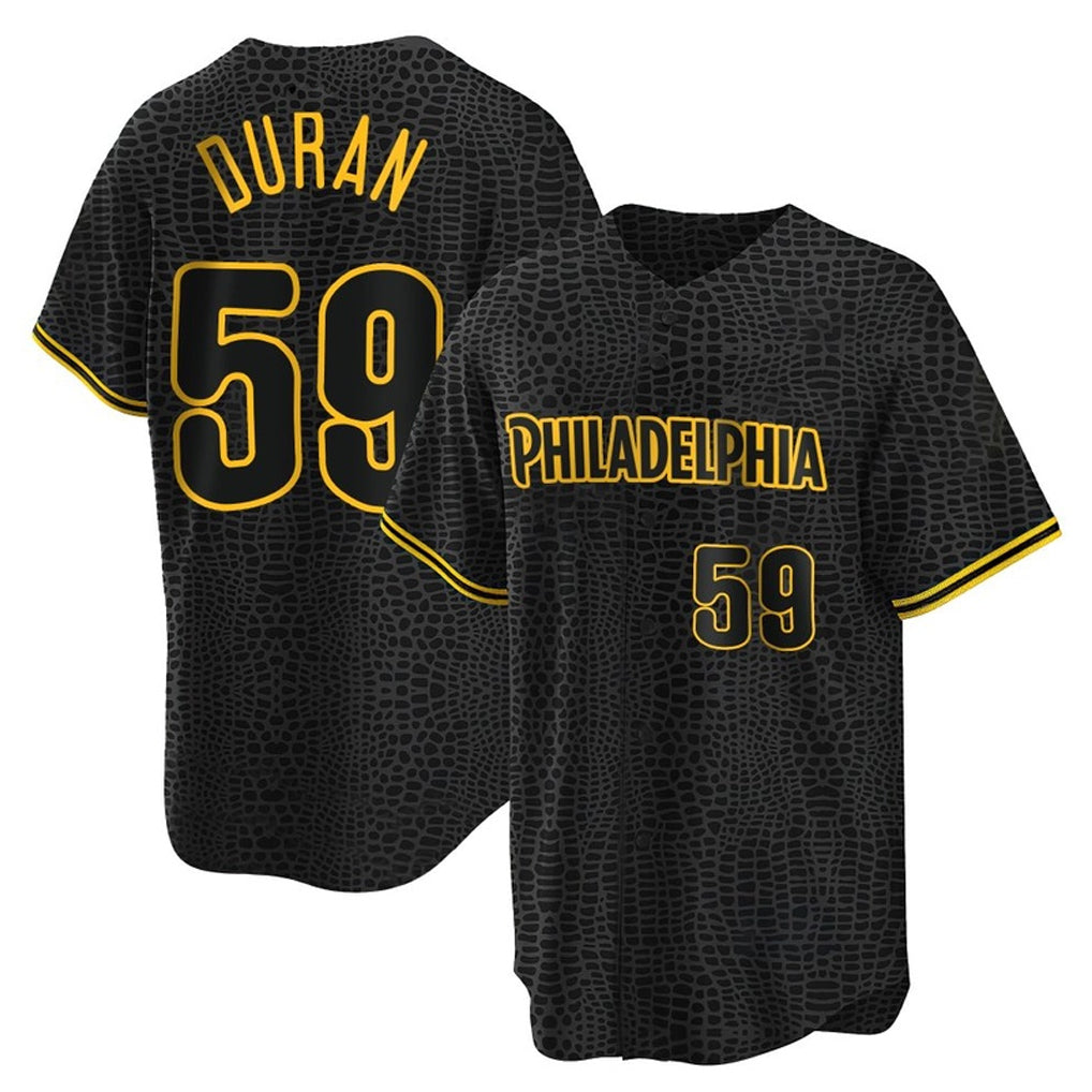 P.Phillies #59 Jhoan Duran Player Black Snake Skin City Home Game Qdoa Stitched Jerseys