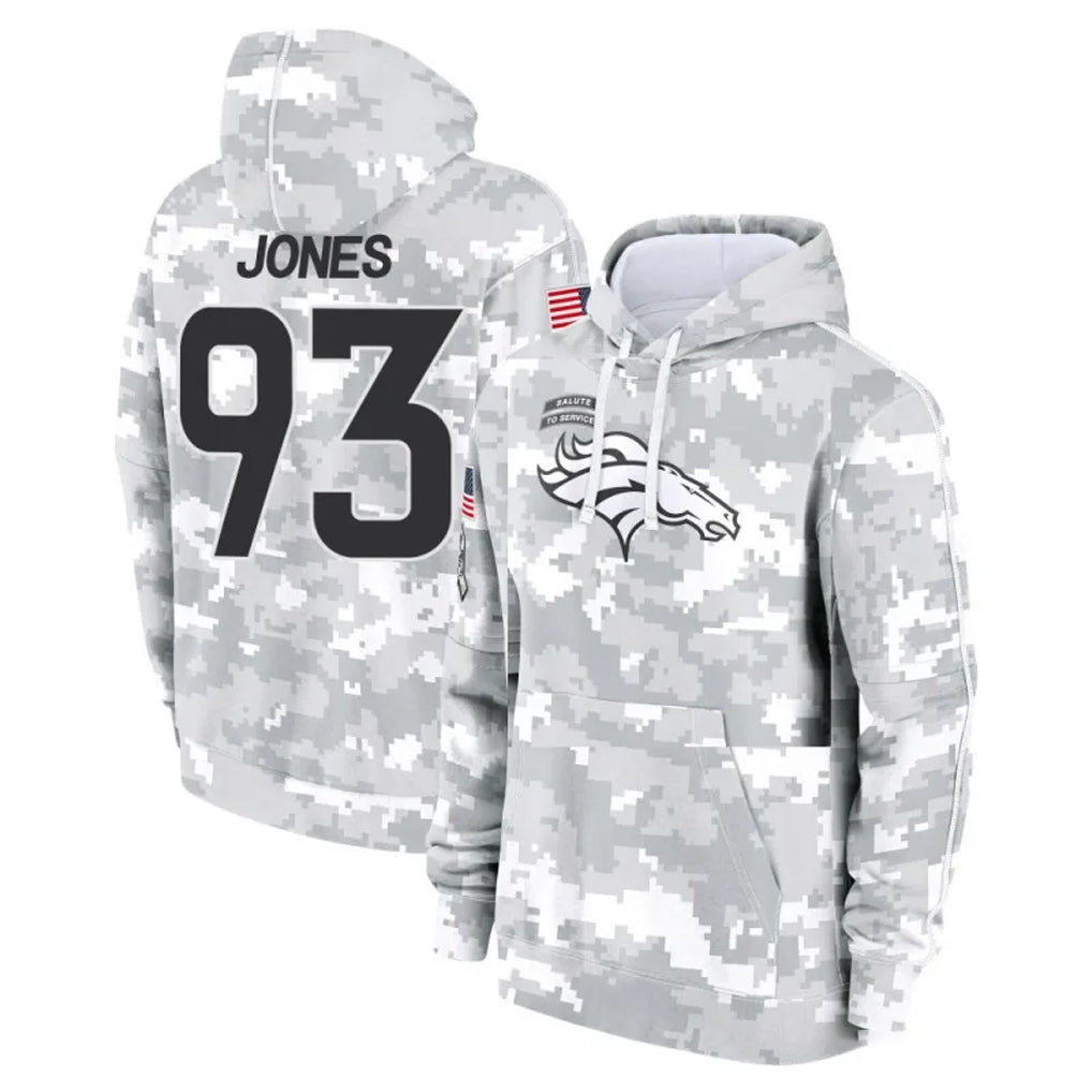 D.Broncos #93 D.J. Jones Player Arctic Camo Salute to Service Hoodies Limited Game Qdoa Stitched Jerseys
