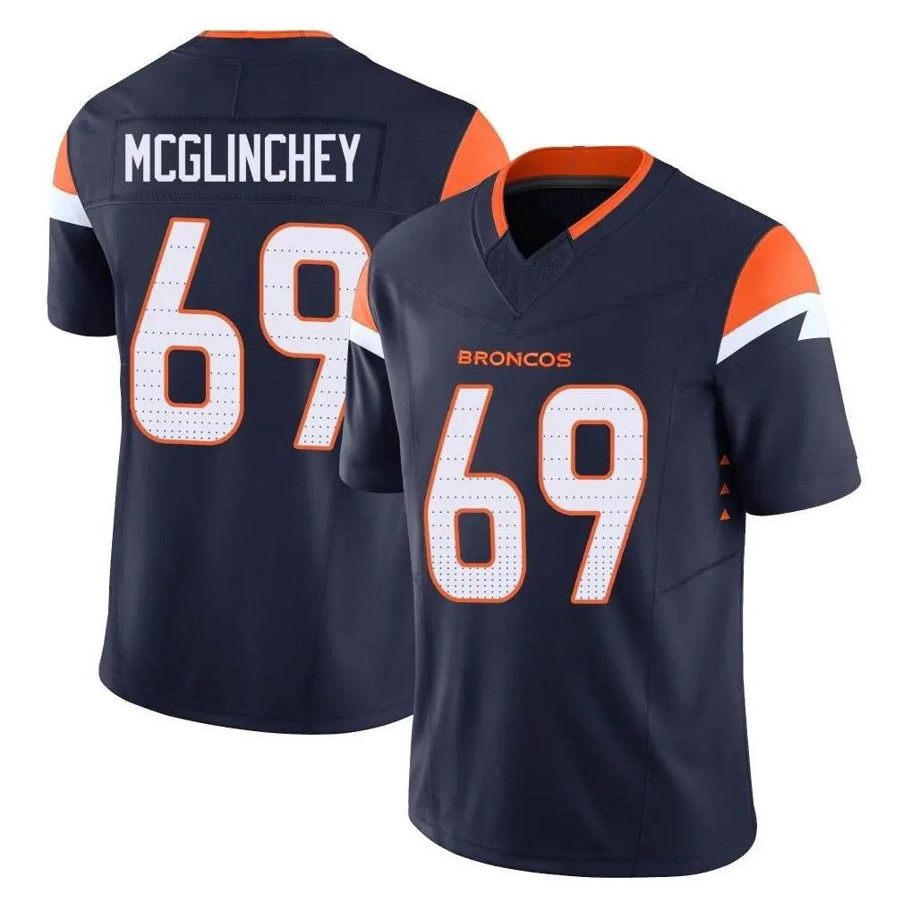 D.Broncos #69 Mike McGlinchey Player Navy Limited Vapor F.U.S.E. Home Game Qdoa Stitched Jerseys