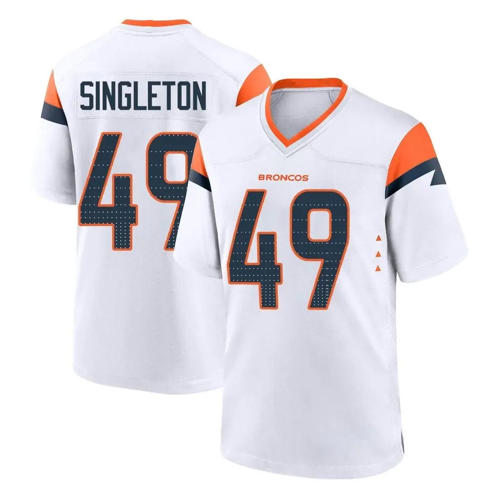 D.Broncos #49 Alex Singleton Player White Home Game Qdoa Stitched Jerseys