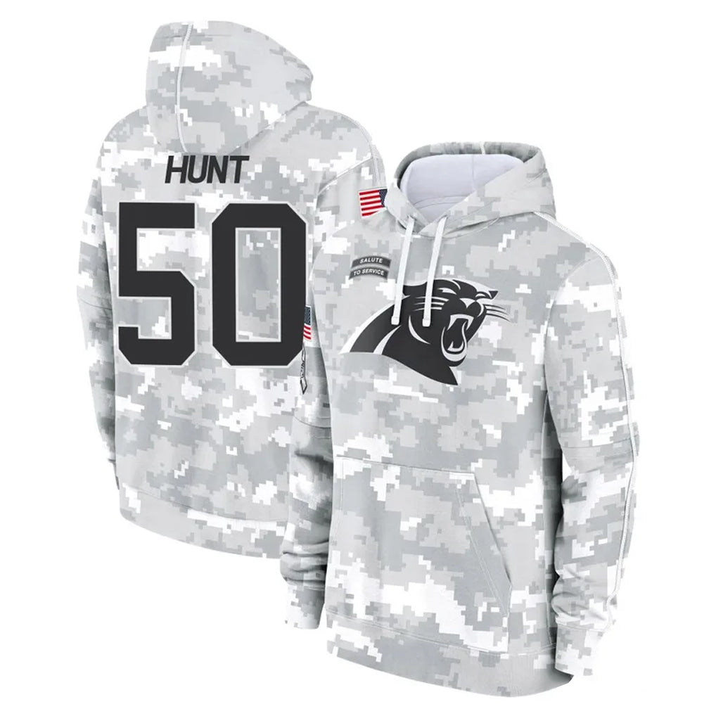 C.Panthers #50 Robert Hunt Player Arctic Camo Salute to Service Pullover Hoodies Limited Game Qdoa Stitched Jerseys