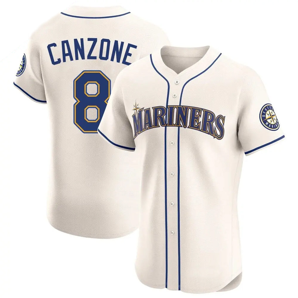 S.Mariners #8 Dominic Canzone Player Cream Home Limited Elite Qdoa Stitched Jerseys