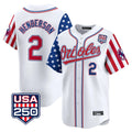 B.Orioles #2 Gunnar Henderson Player White USA 250 Independence Day Vapor Premier Home Game Qdoa Stitched Jerseys