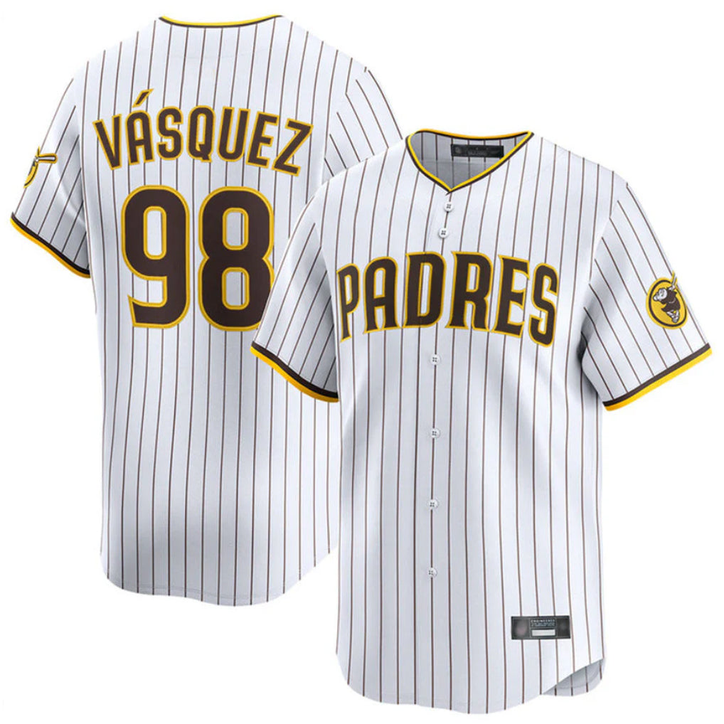 S.Diego Padres #98 Randy Vasquez Player White Home Limited Qdoa Stitched Jerseys