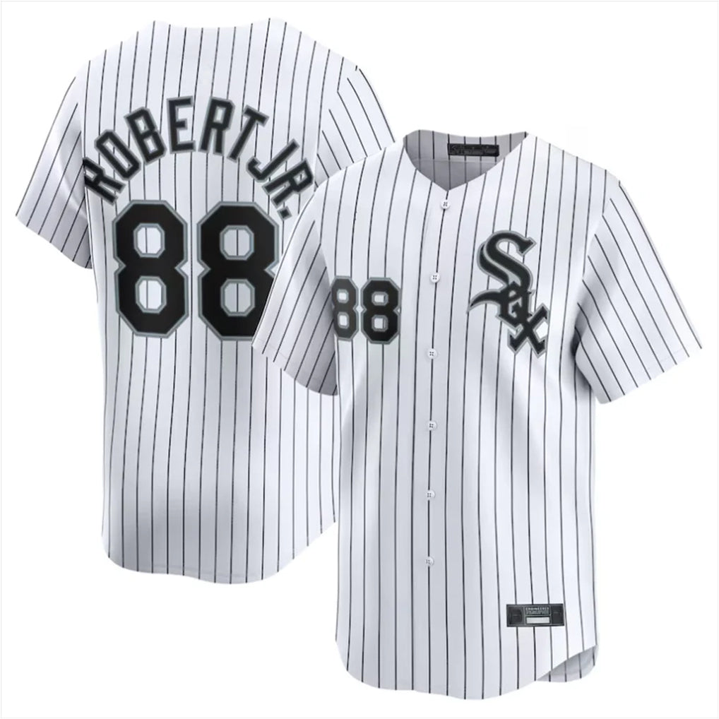 C.White Sox #88 Luis Robert Jr Player White Stripe Limited Home Qdoa Stitched Jerseys