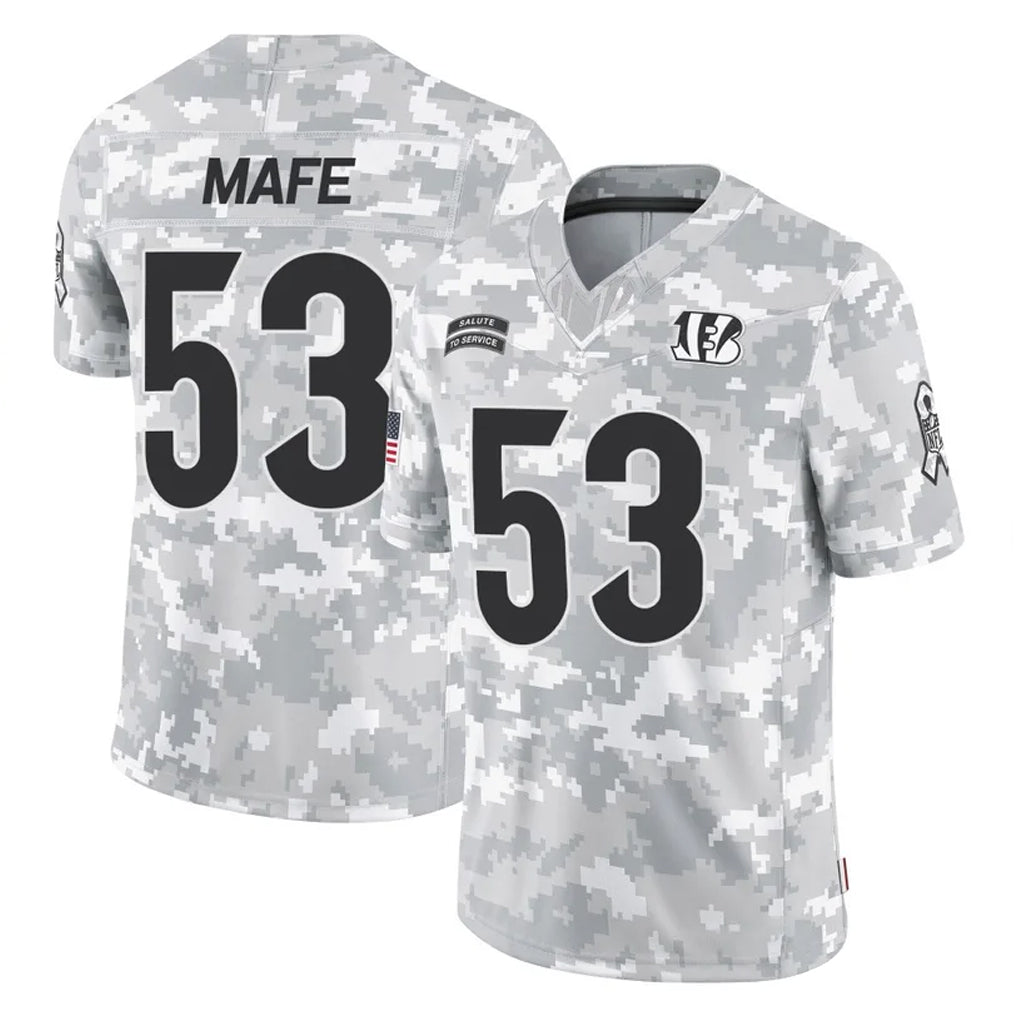 C.Bengals #53 Boye Mafe Player Arctic Camo Salute to Service Limited Qdoa Stitched Jerseys