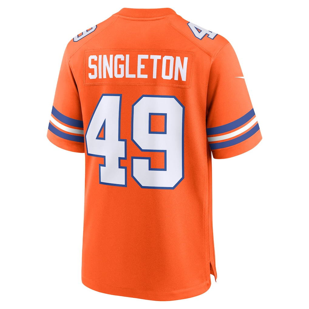 Qdoa D.Broncos #49 Alex Singleton Orange Alternate Game Jersey
